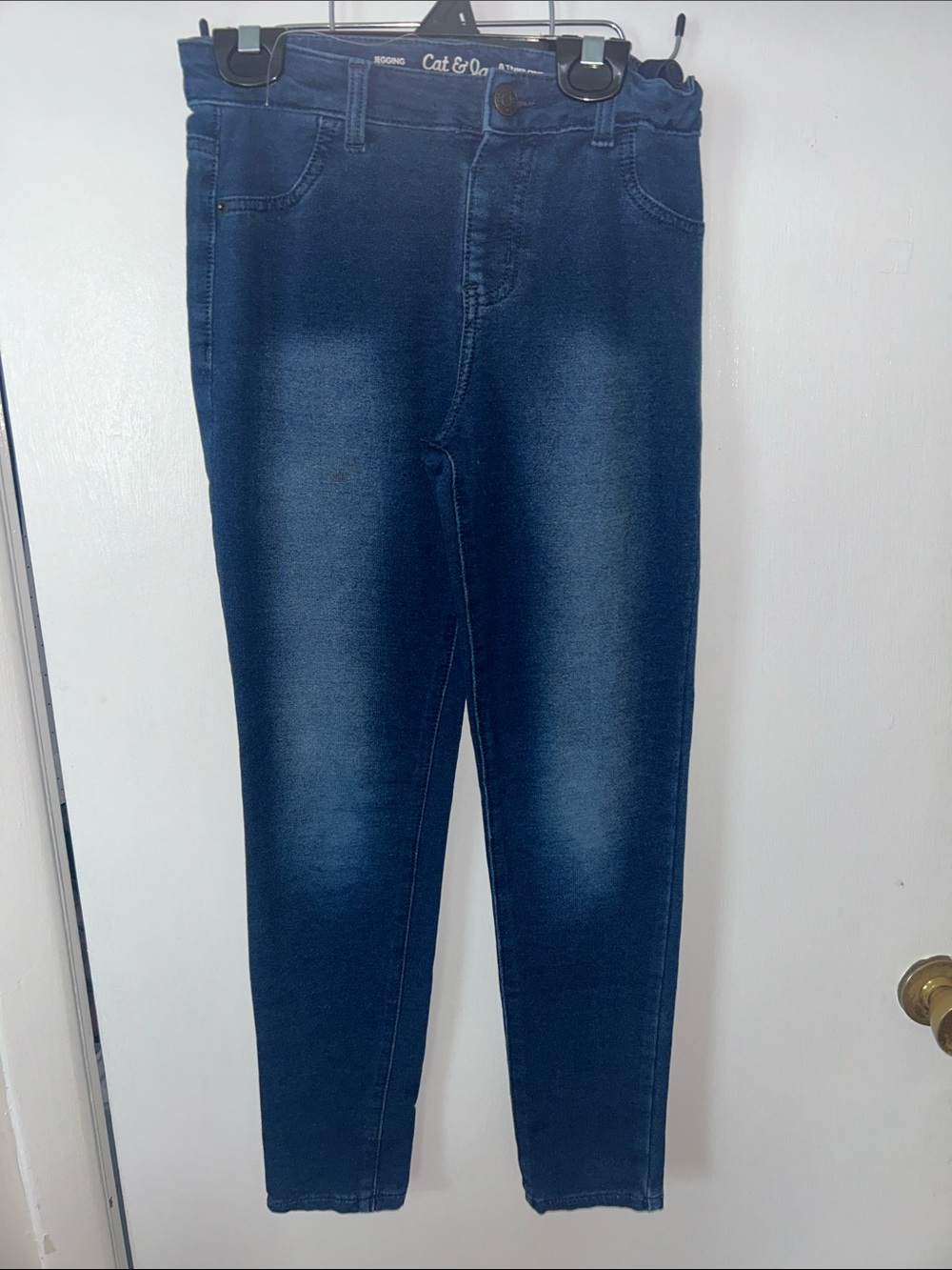 Cat & Jack Girls Dark Blue Stretch Jeggings With Waist Adjuster Large